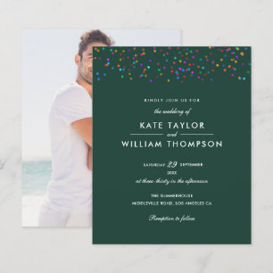 Papier Invitation de mariage émeraude Confetti Arc-en-cie
