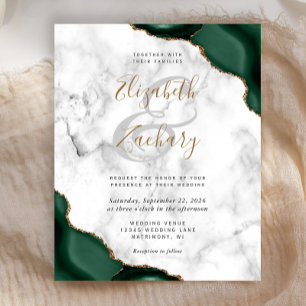 Papier Invitation de mariage en marbre aux coins d'agate