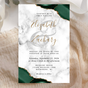 Papier Invitation de mariage en marbre aux coins d'agate 