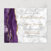 Papier Invitation de mariage en marbre d'agate or violet (Devant)