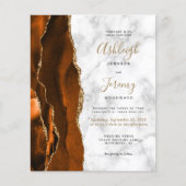 Papier Invitation de mariage en marbre d'agate orange brû (Devant)