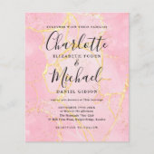 Papier Invitation de mariage en marbre rose du script de  (Devant)