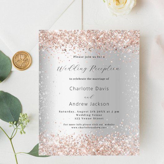 Papier Invitation de mariage en or rose argent