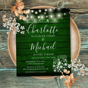 Papier Invitation de mariage en pots de maçon en bois ver