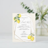 Papier Invitation de mariage estival citron budget (Debout devant)