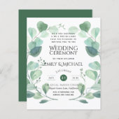 Papier Invitation de mariage Eucalyptus Budget Vert (Devant / Derrière)