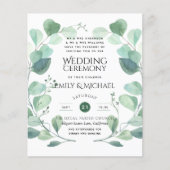 Papier Invitation de mariage Eucalyptus Budget Vert (Devant)