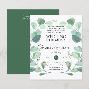 Papier Invitation de mariage Eucalyptus Budget Vert