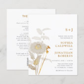 Papier Invitation de mariage Fleurs vintage tout compris  (Devant / Derrière)