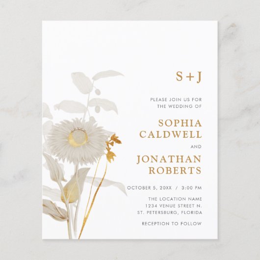 Papier Invitation de mariage Fleurs vintage tout compris  (Devant)