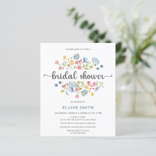 Papier Invitation de mariage floral à fleurs sauvages de  (Debout devant)