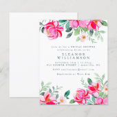 Papier Invitation de mariage floral aquarelle rose budget (Devant / Derrière)