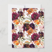 Papier Invitation de mariage floral automnal bordeaux et  (Dos)