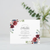 Papier Invitation de mariage floral Bourgogne à petit bud (Debout devant)