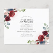 Papier Invitation de mariage floral Bourgogne à petit bud (Devant)