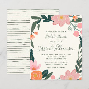 Papier Invitation de mariage floral de jardin rose budget