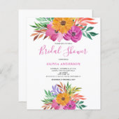 Papier Invitation de mariage floral rose budget (Devant / Derrière)