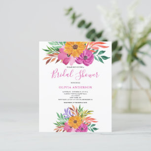 Papier Invitation de mariage floral rose budget