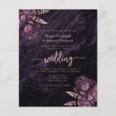 Papier Invitation de mariage floral rose gold violet budg (Devant)