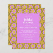 Papier Invitation de mariage floral violet jaune à petit (Devant / Derrière)