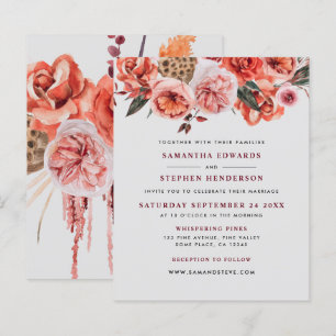 Papier Invitation de mariage florale aquarelle rustique à