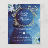 Papier Invitation de mariage florale bleu poussiéreux de (Devant)