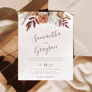 Papier Invitation de mariage florale bohème rustique neut