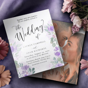 Papier Invitation de mariage florale et botanique lilas à