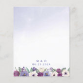 Papier Invitation de mariage florale fuchsia périwinkle à (Dos)