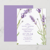Papier Invitation de mariage florale lavande à petit budg (Devant / Derrière)