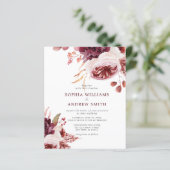 Papier Invitation de mariage florale rose bohème à petit (Debout devant)