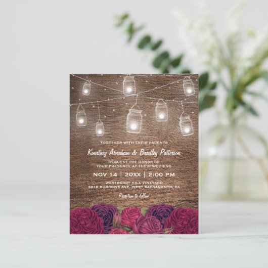 Papier Invitation de mariage florale rustique en pot Maso (Debout devant)