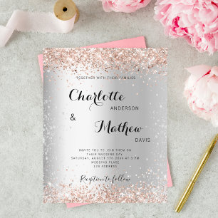Papier Invitation de mariage formelle et économique à ros