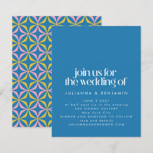 Papier Invitation de mariage géométrique bleu coloré à bu