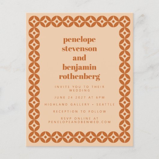 Papier Invitation de mariage géométrique Budget Brown Tan (Devant)