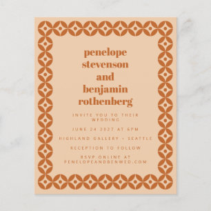 Papier Invitation de mariage géométrique Budget Brown Tan