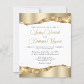 Papier Invitation de mariage Glam Gold Mirror Carreaux de (Devant)