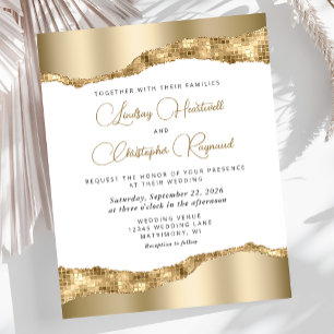 Papier Invitation de mariage Glam Gold Mirror Carreaux de