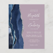 Papier Invitation de mariage Mauve Agate Bleu Marine Arge (Devant)