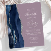 Papier Invitation de mariage Mauve Agate Bleu Marine Arge