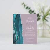 Papier Invitation de mariage Mauve Argent Bleu sarcelle B (Debout devant)