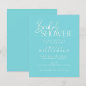 Papier Invitation de mariage minimal Aqua Script Budget (Devant / Derrière)