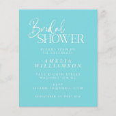 Papier Invitation de mariage minimal Aqua Script Budget (Devant)