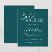 Papier Invitation de mariage minimal émeraude script (Devant / Derrière)