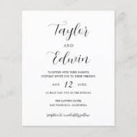Invitation de mariage minimaliste noir et blanc à
