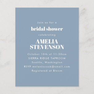 Papier Invitation de mariage minimaliste poussiéreux bleu