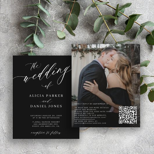 Papier Invitation de mariage moderne avec code QR budgéta