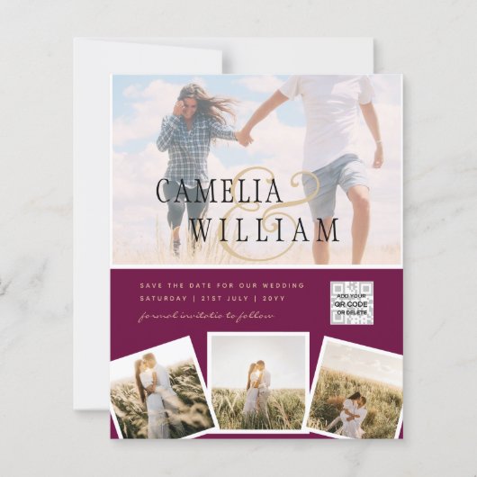 Papier Invitation de mariage moderne avec code QR pour sa (Devant)