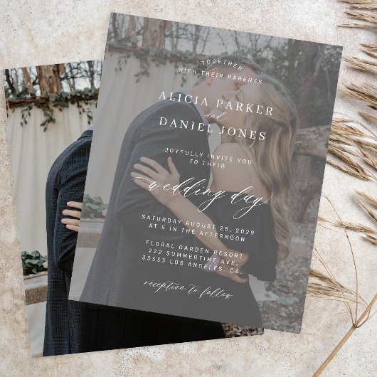 Papier Invitation de mariage moderne avec superposition d