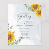 Papier Invitation de mariage moderne BUDGET jaune tournes (Devant)